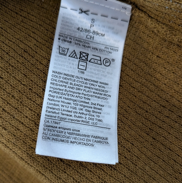 NWT Banana Republic Organic Cotton Hemp Dry Mustard Open Front Knit Cardigan - Picture 14 of 15